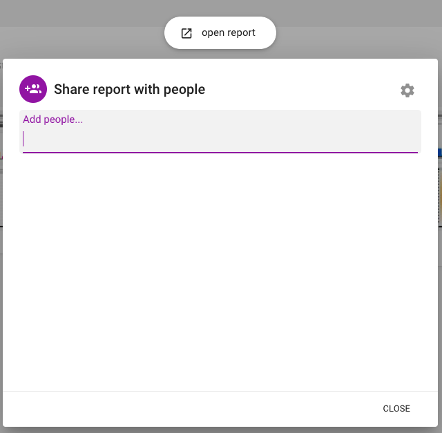 The form where Shape users add their contacts' email addresses to share In-Platform reports with them